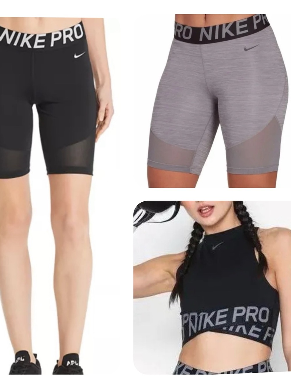 NIKE PRO Bundle (3) one sports bra, two biker shorts XS